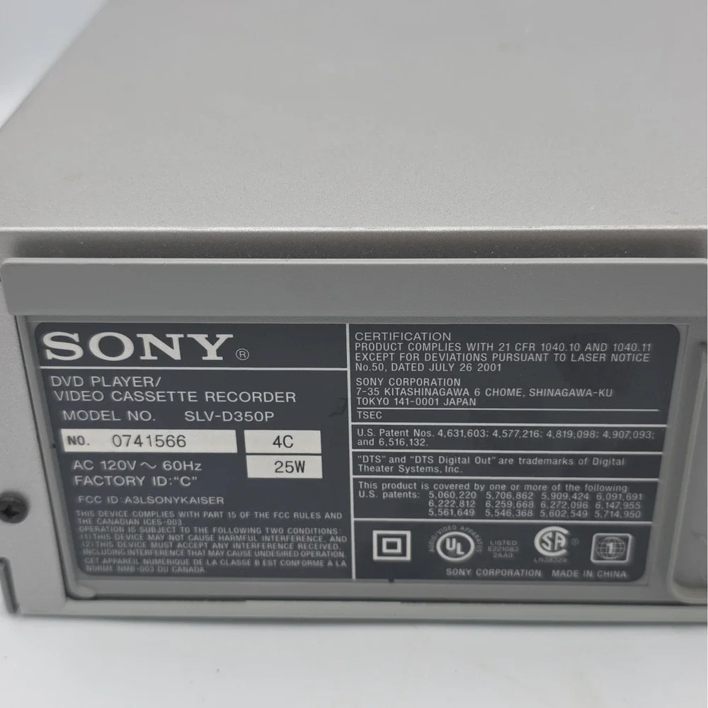 Sony SLV-D350P DVD Player VCR Combo VCR WORKS DVD Won't Work FOR PARTS ONLY